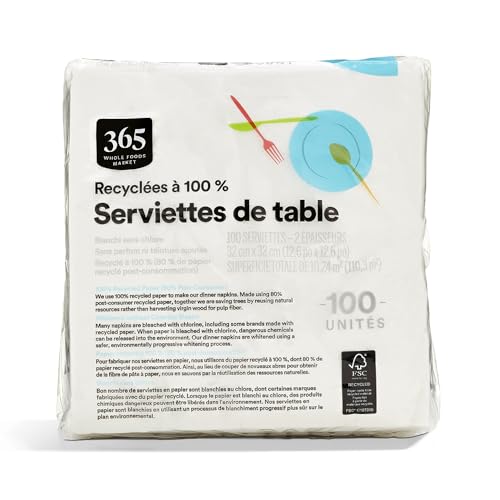365 by Whole Foods Market, Dinner Napkins, 2-Ply, 100 Count
