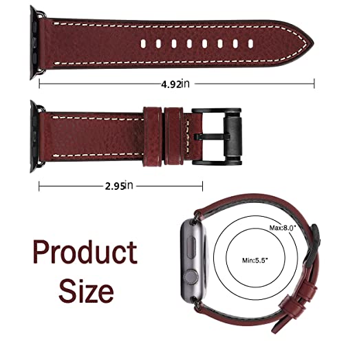 Image of HUAFIY Compatible for Apple Watch Bands 42mm 44mm45mm46mm 49mm 38mm 40mm41mm, Genuine Leather Band Strap for iWatch Series 11 /10 /9 /8,7,6,5,4,3,2,1, Ultra3 2 1