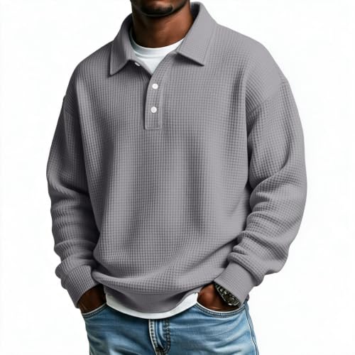 Cotton Polo Shirts for Men Classic Waffle Oversized Tshirts Novelty - image 2