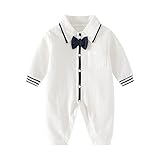 Luu Xianliang Baby Boys Gentleman Romper One-Piece Outfit 100% Cotton Tuxedo Style with Snap Closure (0-18 Months) (White, 3-6 Month)