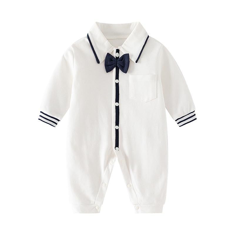 Baby Boys Cotton Tuxedo Romper Outfit (0-18 Months)