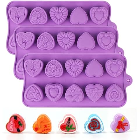 Heart Shaped Silicone Candy Molds Set of 3 by AILEHOPY Cover