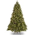 National Tree Company Pre-Lit 'Feel Real' Artificial Full Downswept Christmas Tree, Green, Douglas Fir, White Lights, Includes Stand, 6.5 feet