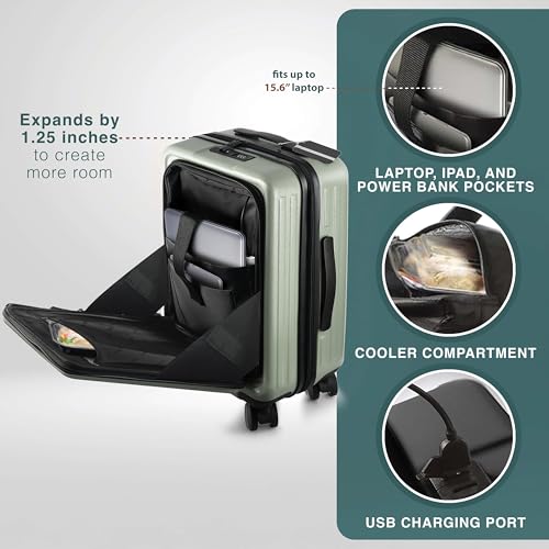 Image of Luggage Sets 3 Piece, 20 Inch Carry on Luggage and 28 Inch Suitcases with Wheels Spinner, Durable Hard Shell Suitcase Set, Expandable Travel Suitcase, Sage Green