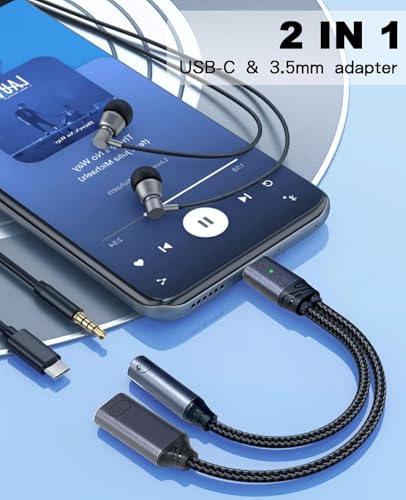 Image of Wefly USB C to 3.5mm Headphone and Charger Adapter with PD 100W 60W Fast Charging, USB C to Audio Jack Type C to Aux Cord for 1Phone 16 15, Gal /axy S24 /S23 /S22 Ultra+, Pro /Air, Pixel 9 /8+ (TYS -299)
