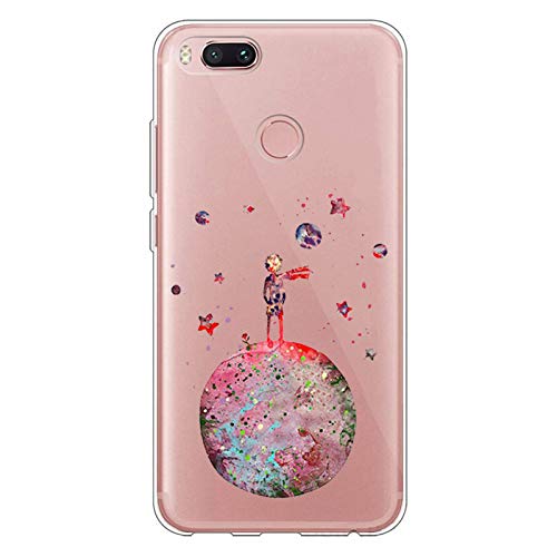 Suhctup Case Comaptible para Xiaomi Mi A1 / Mi 5X Funda Silicona Gel TPU Bumper Transparente Moda Lindo de Dibujos Antigolpes Carcasa Protección Anti-rasguños Ultra-Delgado Clear Cover (Principito 1)