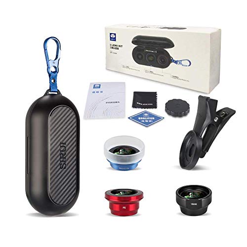 SIRUI 3in1 Lens Kit for Mobile Phones (18mm Wide Angle, 170Â° Fisheye, 10x Macro) Made of German Schott Glass and Aluminium Housing