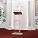 Acrtmatic Acrylic Clear Rolling Wheel Podium Stand, 47-inch Modern Lectern & Podium with Storage Shelf for Church, Speech，Classroom, Wedding, Concert. (23.6