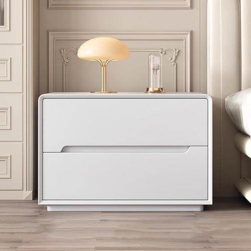 BK&MF Mesilla de Noche Moderna y Sencilla, Pequeña Mesa Auxiliar de Lujo Armario Minimalista para Dormitorio con 2 cajonesRobusto Marco de Madera para Dormitorio,B,60x40x50cm(24x16x20inch)