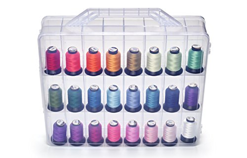 Bins & Things Nail Polish Organizer | Thread Spools Storage Case (48 Slots) Heavy-Duty Sewing, Embroidery, and Craft Box | Essential Oils Organizer | Travel-Friendly Carry Handle