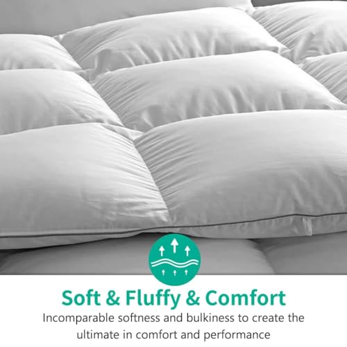 Image of APSMILE Summer Duvet Insert Oversized King,Down Feather Fibers Comforter | Lightweight Blanket-Cooling for Hot Sleeper,400TC Noiseless Fabric,8 Corner Loops,Ethical down.Machine Washable,White,120x98