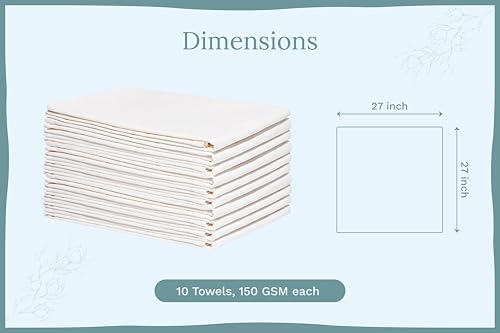 Image of Organic Cotton Flour Sack Kitchen Towels - 10 Pack, Off-White Organic Cotton Tea Towels - Extra Large Flour Sack Cotton Dish Towels- Lint-Free Unbleached Kitchen Towels - 27 inchx27 inch (Off-White - 10 Pack)
