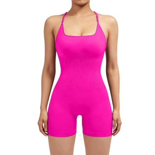 Combinaison de yoga légère et aérée en matière barboteuse stretch et extensible rose