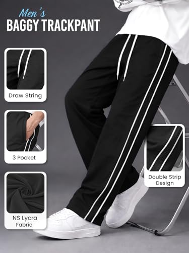 Image of CHKOKKO Men's Relaxed Track Pants for Gym Workout Running Casual Wear Sports Lower with Pockets Adjustable Drawstring Waist Lightweight Quick Dry Activewear Fitness
