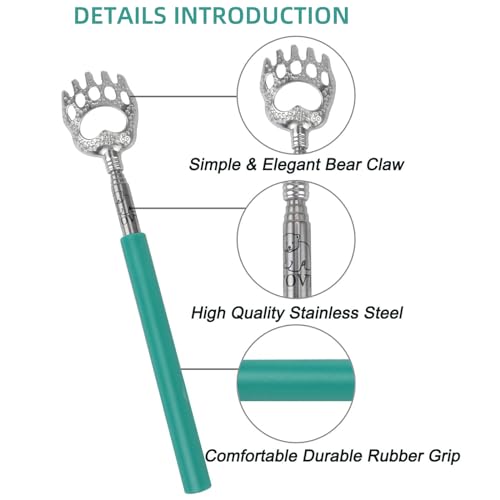 WOVTE Back Scratcher, Bear Claw Extendable Back Scratcher for Men Women Adults, Stocking Stuffers Christmas Gifts for Men Women Adults (Green) - Thumbnail 5