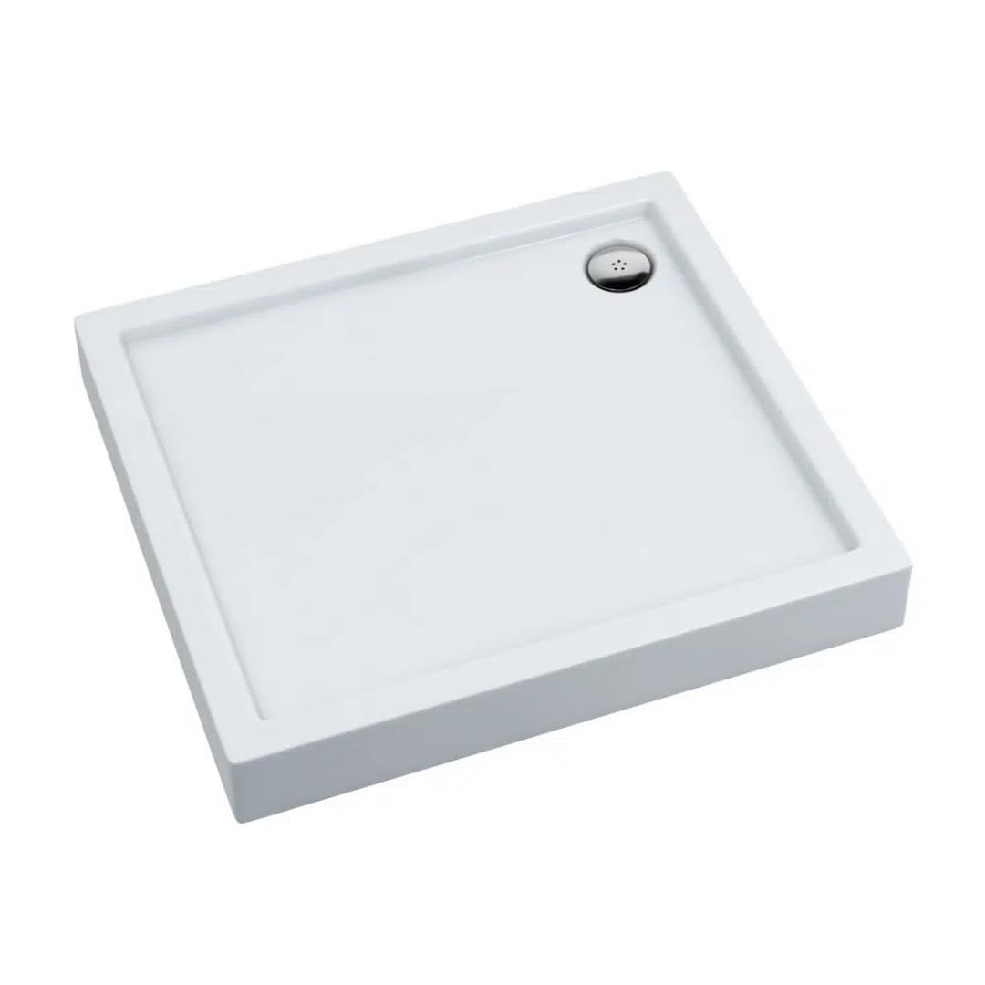 VBChome Acryl-Duschwanne 70x90x14 cm Duschtasse Competia rechteckig für Duschkabine Styroporträger extra flach Sanitär-Acryl Duschbecken stabil weiß + Siphon