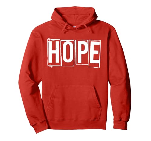 Hope Minimalist Positive Motivational Men Women Distressed Pullover Hoodie, Adult Unisex, Red, Large