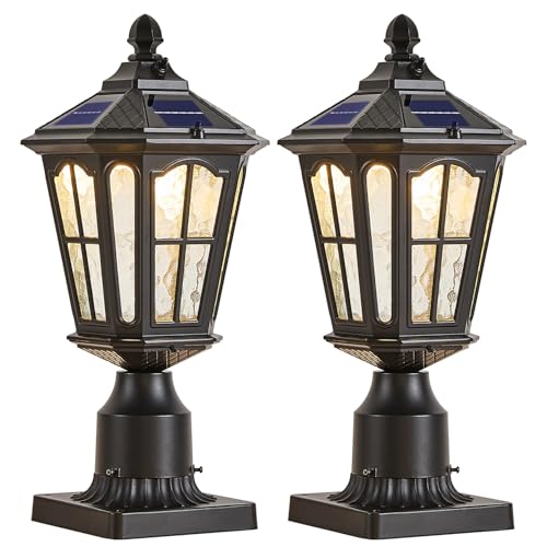 GYDZ 2 Pack Outdoor Solar Lamp Post Light with Pier...