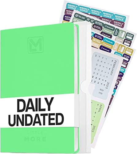 Little More Undated Daily Planner - Helps You Schedule, Keep Track, & Stay Organized - Includes Calendar Stickers - Hourly Undated Planner, Notebook & Agenda - A5 (5.5x8.5") - Grey