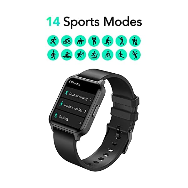 Deeprio Smart Watch for Android iOS Phones, 1.52" HD Full Touch Screen Blood Oxygen Heart Rate Sleep Monitor IP68 Waterproof Fitness Tracker, Smartwatches for Men Women Black,Vidaa