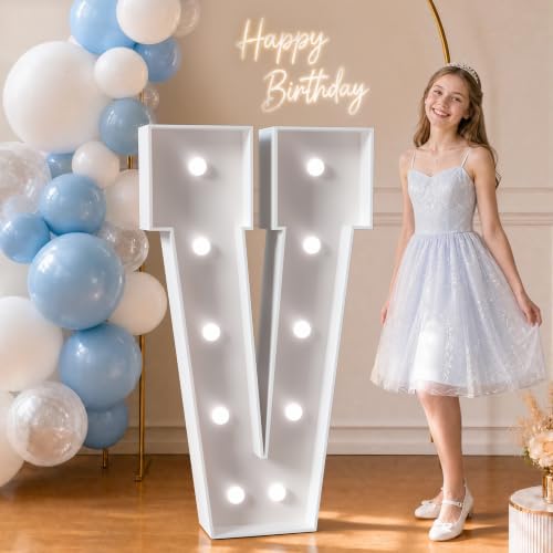 Tongjoy Marquee Letters 4 Feet Tall Large Light up Letters V for Decor