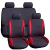 Wheels N Bits Universal Durable Cloth Car Seat Cover Full Set (Red & Black)