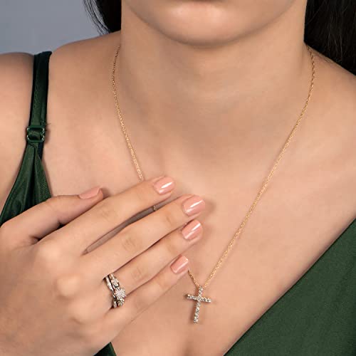 Jewelili 10K Yellow Gold Cross Pendant Necklace for Women | 1/2 CTTW Natural White Round Diamonds | 18" Rope Chain | Luxury Jewelry with Gift Box | Timeless Fashion Jewelry Gift for Her3
