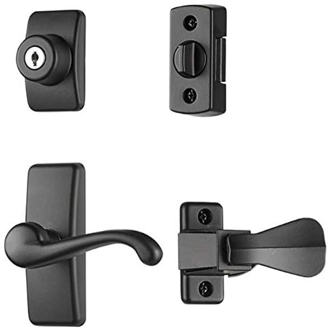 Ideal Security Storm Door Handle Set with Lock, Matte Black (4 Piece Set) Cover