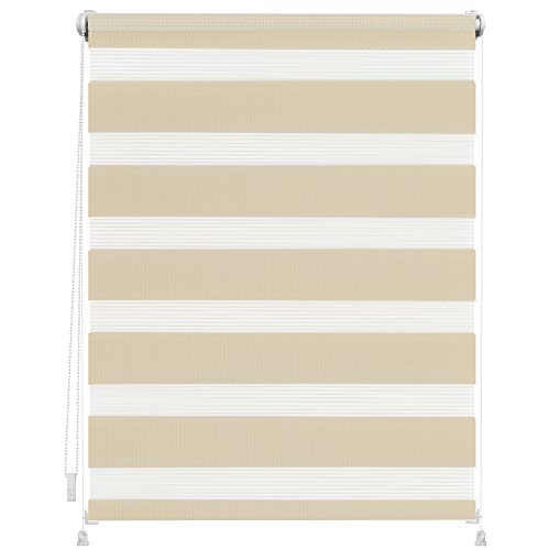 Lichtblick Doppelrollo ohne Bohren mit Verspannung, Trendfarben, stufenlos verstellbar, einfache Montage, für Fenster Creme,90 cm x 150 cm (B x L) Lichtblick Doppelrollo ohne Bohren mit Verspannung, Trendfarben, stufenlos verstellbar, einfache Montage, für Fenster Creme,90 cm x 150 cm (B x L)