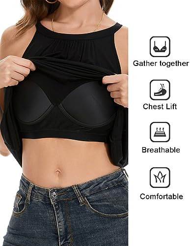 Image of Camisoles for Women with Built in Bra Adjustable Strap Tank Tops Cami Sleeveless Summer Tops for Workout Sleeping Traveling