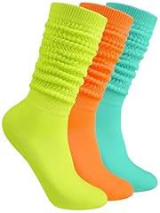 3 Pairs (Neon Green+orange+azure)