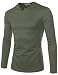 NEARKIN Sewing Line Point Long Sleeve Roundneck T-shirts
