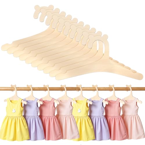Nogeqi 10 perchas infantiles de madera, perchas para ropa infantil, perchas para ropa de bebé, perchas de haya con ranuras antideslizantes para ropa de bebé, suaves (22,7 cm)