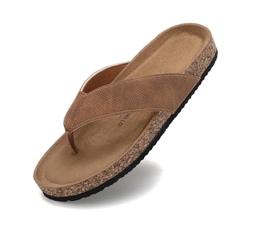 ARRIGO BELLO Flip Flops Men's Mules Sliders Summer Non-Slip Slippers Indoor Outdoor Beach Thongs Sandals Size 7-11（14Yellow，9.5）