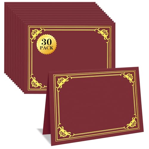 30 Packs Certificate Holders, Burgundy Certificate Covers, Diploma Holders, Certificate Folders with Gold Foil Border for Letter Size 8.5