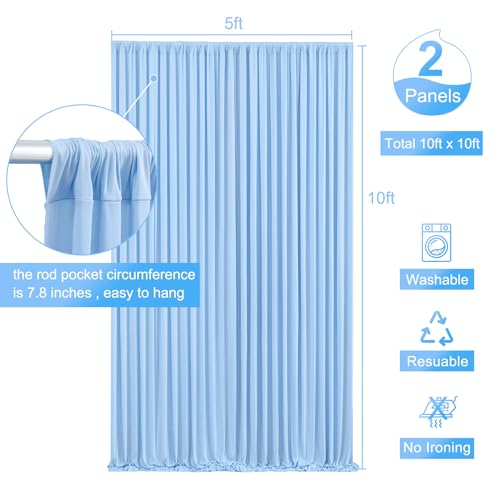 10x10 Baby Blue Backdrop Curtain for Baby Shower Parties Wrinkle Free Light Blue Curtains Backdrop Drapes Fabric Decoration for Birthday Party Photography 5ft x 10ft,2 Panels by Tao-Ge - Image 5