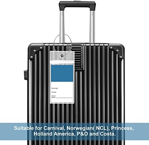 12 Pcs Cruise Luggage Tag Holders, Clear Suitcase Tags Plastic Luggage Label Holder Waterproof Cruise Luggage Tags with Zip Seal and Steel Loops Luggage Labels for Cruise Trip Vacation Accessories