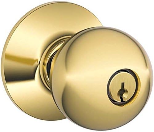Schlage F51AORB505 Lifetime Polished Brass Orbit Keyed Entry F51A Panic Proof Door Knob