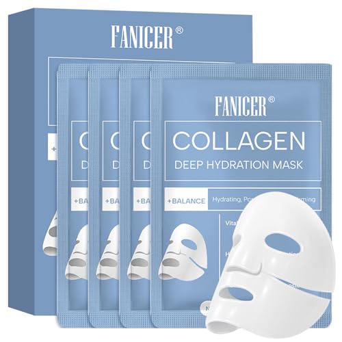 #rémunéré #Amazon<br>Masque Visage au Collagène Masque de Nuit Hydrogel Hydratant pour une Peau Éclatante et Souple Lot de 4