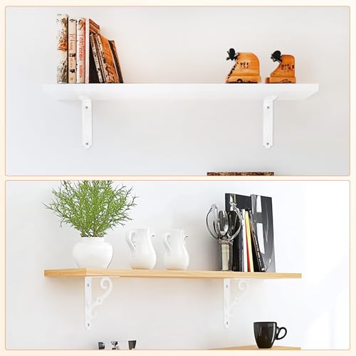 M METERXITY 4-Pack Shelf Brackets, 8 Inch Long L Shape Iron Wall Mount Shelf Support Bracket with Mounting Hardware 120 lbs Load Capacity for Home/Kitchen/DIY Decorative [White] by M METERXITY - Used condition - Image 6