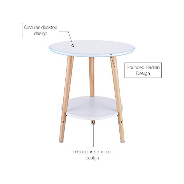 SECINBO Side Table Living Room with Storage Shelf,2 Layers Bedside Table,End Table Living Room,Round Table,White,Small,40×45CM - Image 3