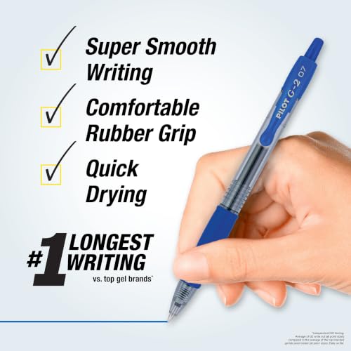Image of PILOT G2 Premium Refillable & Retractable Rolling Ball Gel Pens, Fine Point, Blue Ink, 12 Count (31021)
