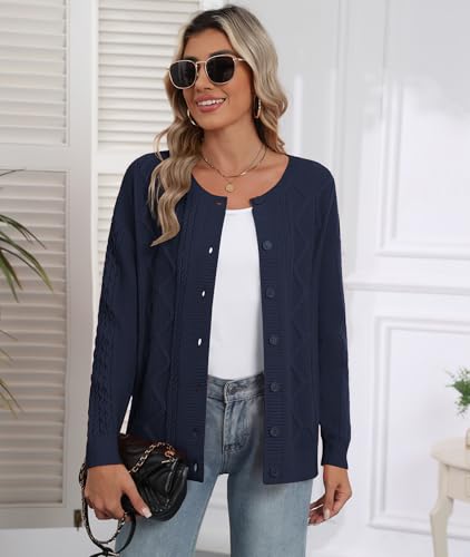 CZYINXIAN Women's Cable Knit Cardigan Sweater Casual Long Sleeve Open Front Button Down Fall Outerwear3