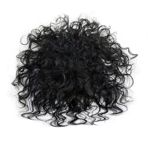 ICRAB Breathable Elastic Curly Wave Human Hair Topper Clip in Silktop Replacement Hair Pieces for Women with Thinning Hair Add Volume Black