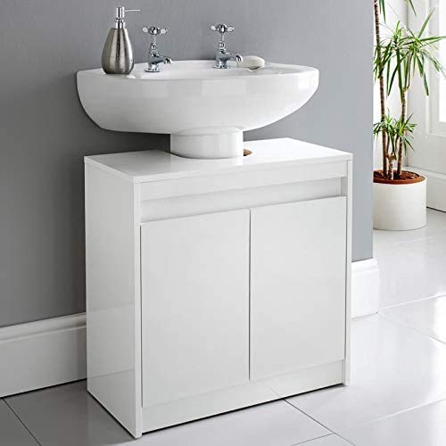Eemkay White Eemkay® New High Gloss Under Sink Storage Unit Store Your All Kind Of Bathroom Essentials