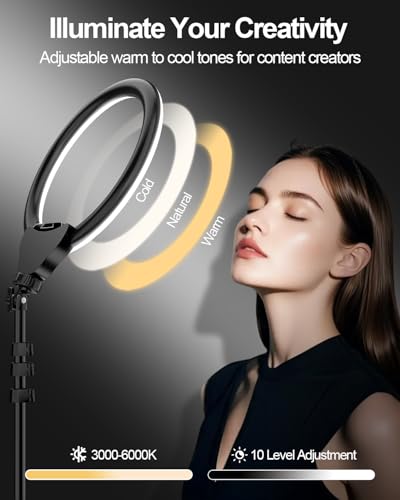 UBeesize 10’’ Ring Light with Tripod, Selfie Ring Light with