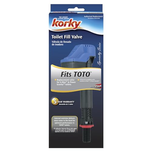 Image of Korky 528T Replacement TOTO Toilet Fill Valve - Fits G-Max and Power Gravity Toilets -Easy to Install -Made in USA, Black