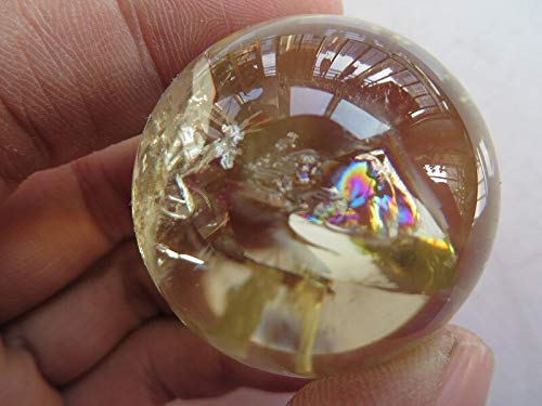 Sphère de citrine naturelle boule d'arcs-en-ciels de quartz pour geomancie 58g