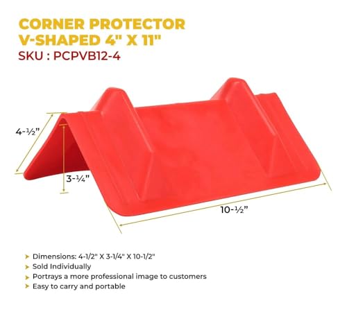Image of Mytee Products 10 Pack Red Flatbed Edge Protectors - 4 inchx4 inchx11 inch Plastic V Board Flatbed Corner Protectors for Cargo Loads & Tie Down Strap Guard - Fit 1 Strap Up to 4 inch