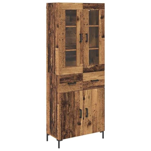 PUGYNBK Mobile alto moderno montato a parete con ante in vetro, mobile alto in legno e vetro, con molto spazio per decorazioni ed essenziali, semplice